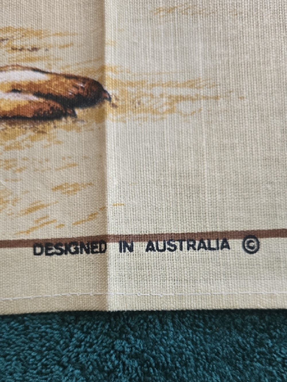 Australian Kangaroos Scenic Tea Towel - Brown & Green, Suitable For Framing - Picture 3 of 3